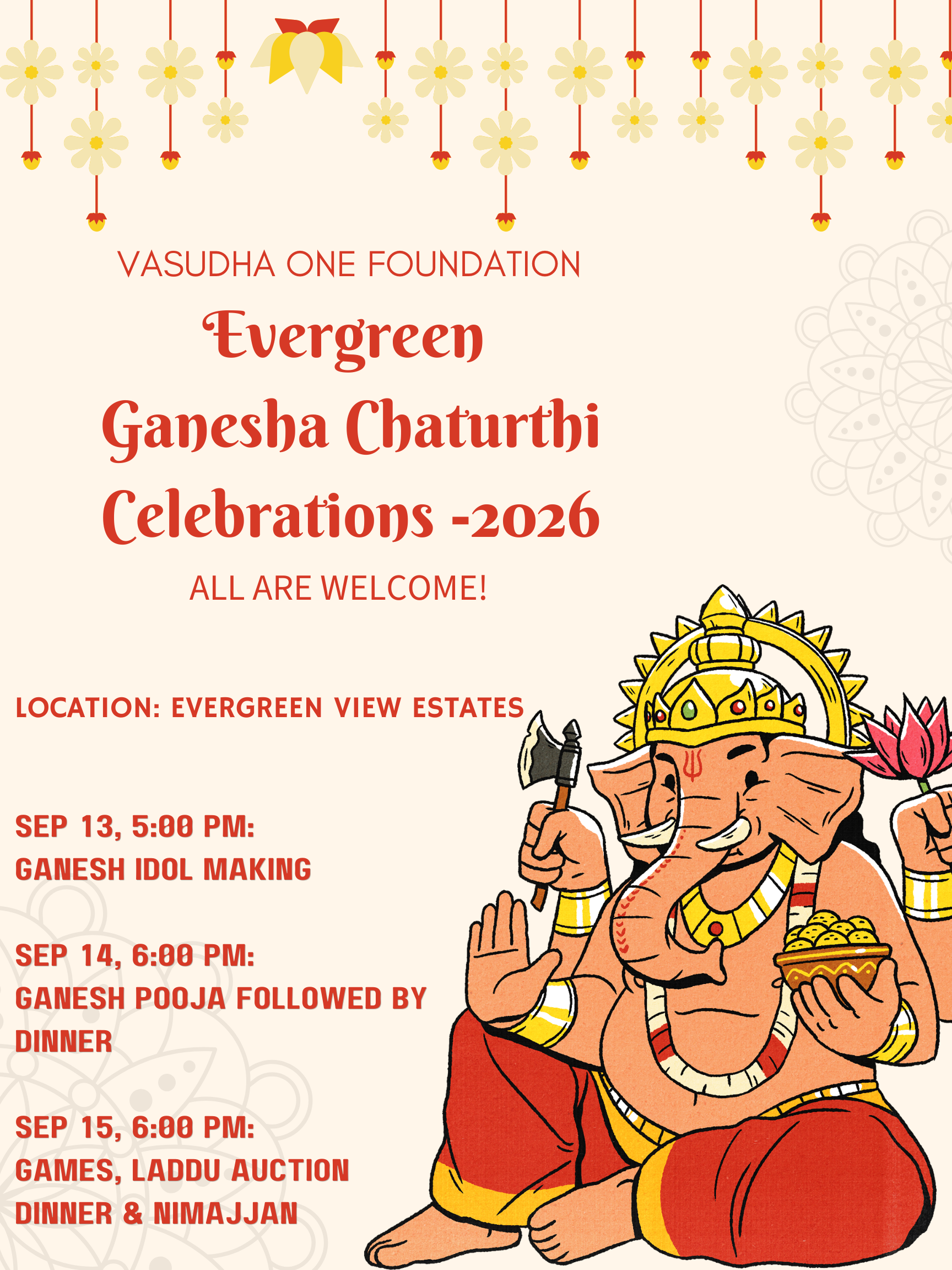 Evergreen Ganesha Chaturthi Celebrations 2026 – Vasudha One Foundation